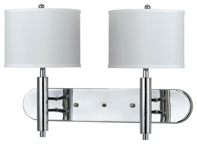 60W Wall Lamp with 3 Way Push Switch, Chrome Finish, White Shade - Wall Sconces - by Cal Lighting